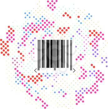 Royalty Free Clipart Image of a Half Tone Background With a Bar Code